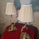 pair of chiselled bronze lamps, bedside, bedroom, new lampshade 38x15, electric ok