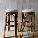 Pair of rattan stools