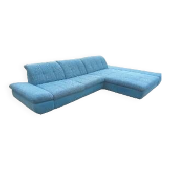 Canapé d'angle, canapé vintage, canapé bleu clair