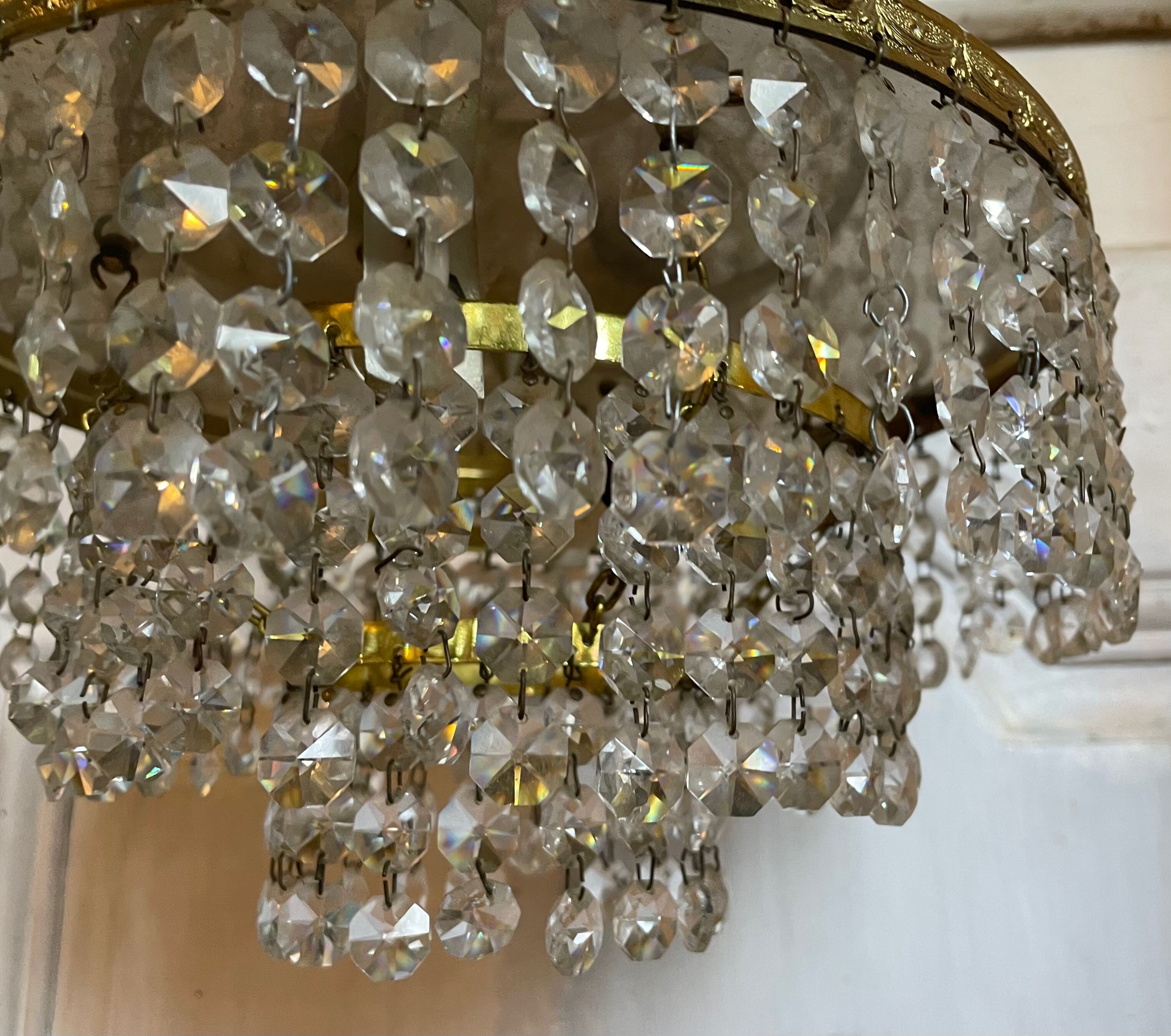 Ceiling lamp crown brass with vintage tassels