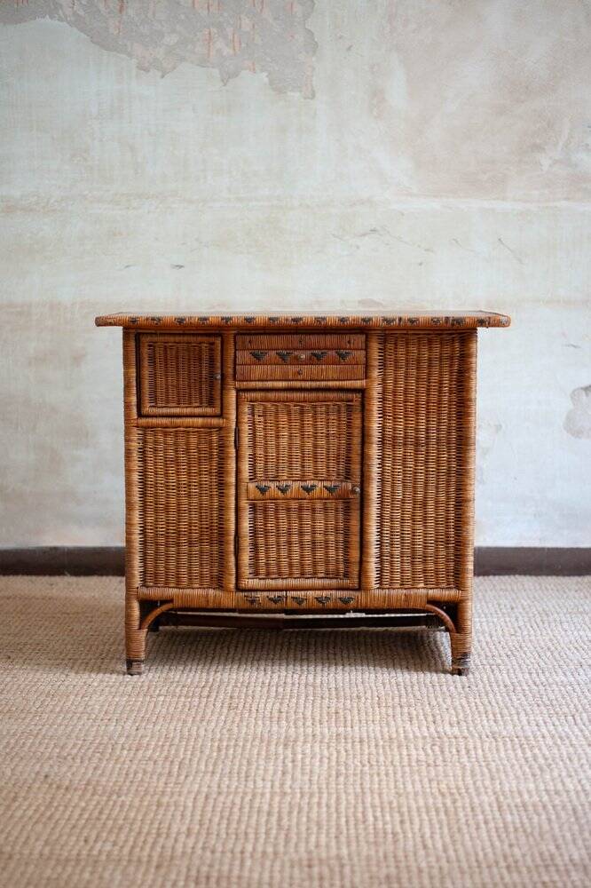 Small woven bamboo buffet, 1960s
