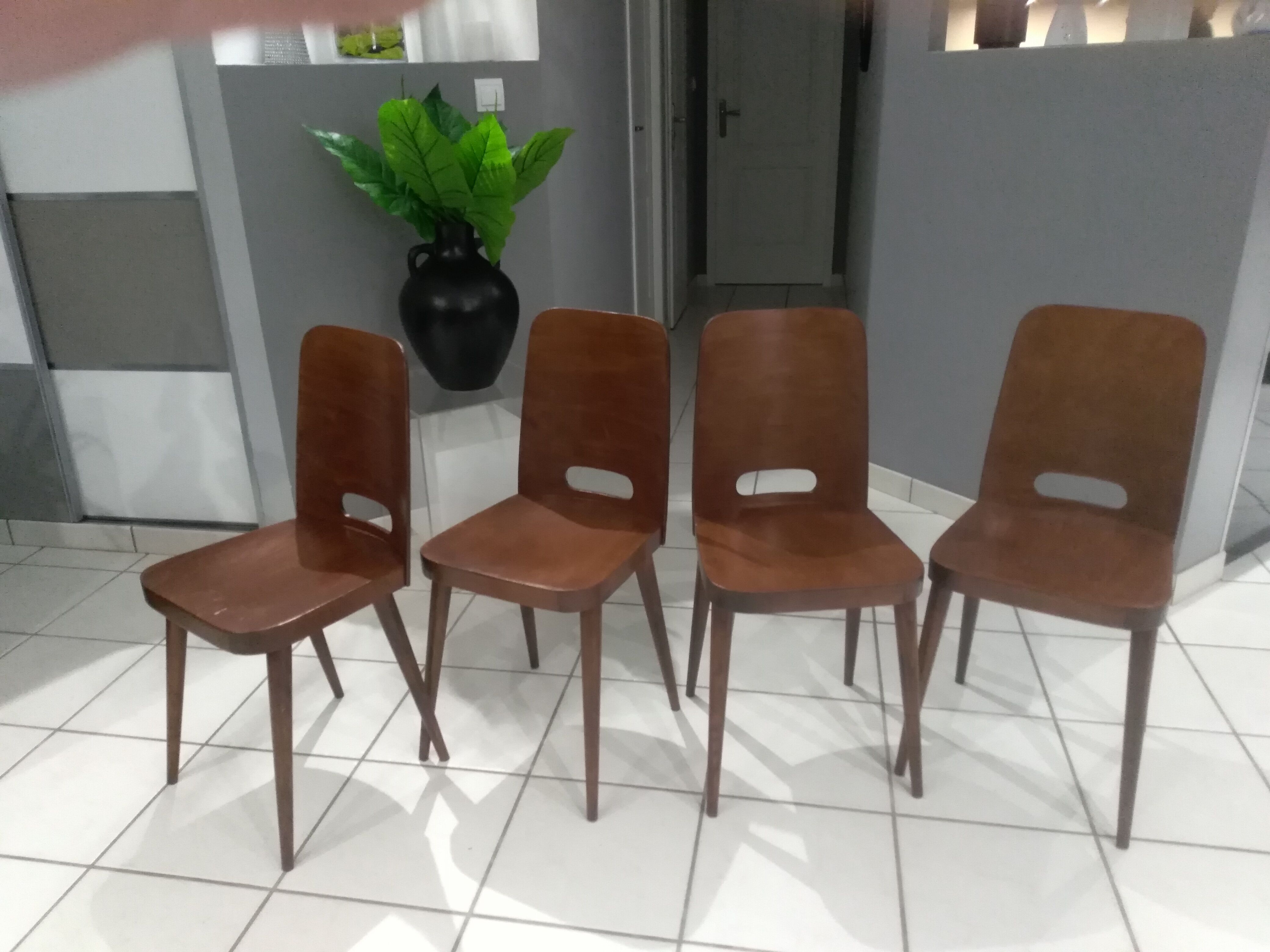 Suite of 4 Chairs by Bistrot Baumann year 1950