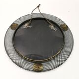 Vintage metal and brass openwork mirror Vereinigte Werkstätten Munich 1950