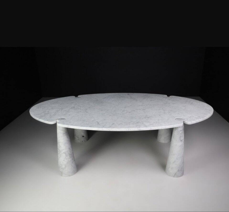Big White Carrara Marble Eros Table by Angelo Mangiarotti for Skipper, 1990s