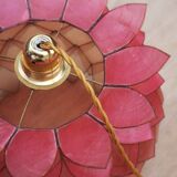 Vintage hanging lamp mother-of-pearl lotus flower and rose-degrading brass