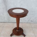 Art Nouveau period side table in walnut and marble