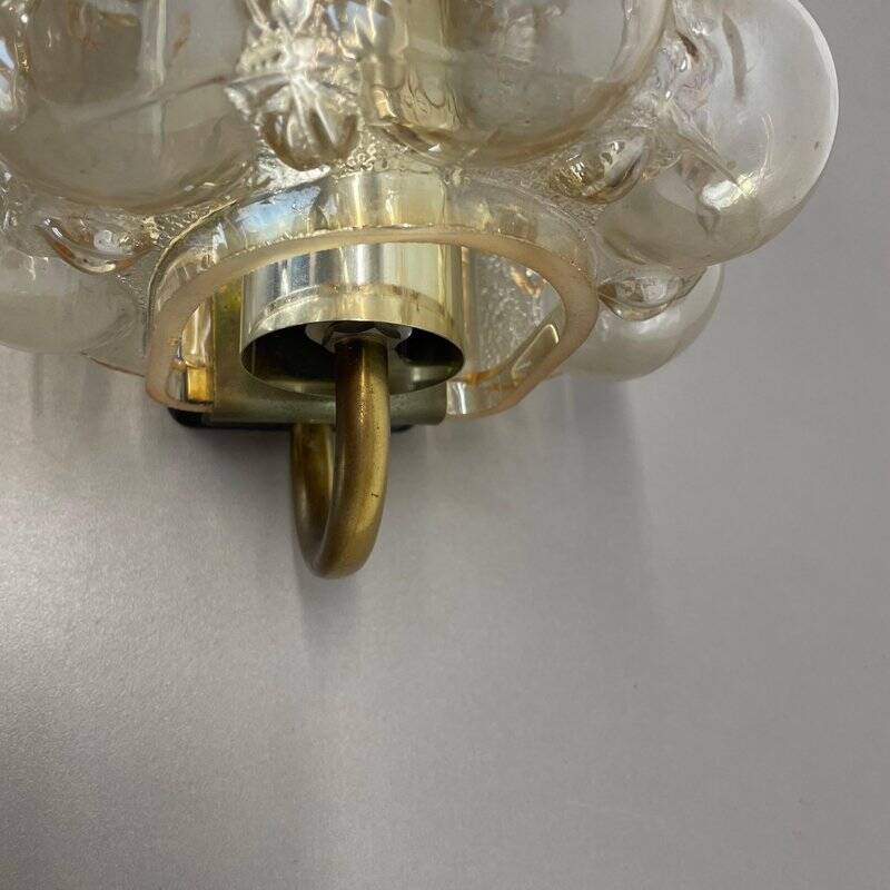 Amber vintage glass wall lamp by Helena Tynell for Glashütte Limburg, 1970s