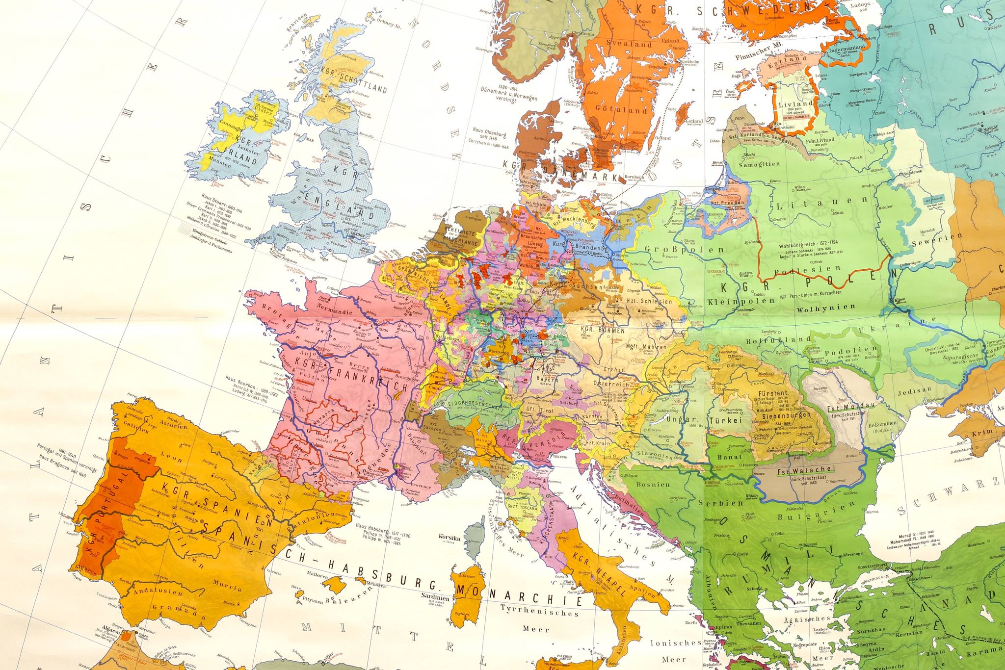 Carte de géographie allemande - Europe 17ème siècle