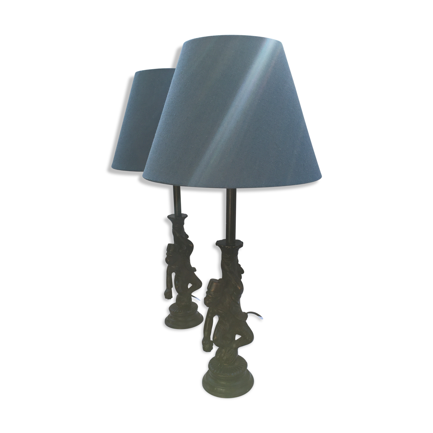 Colonial spirit bronze monkey bedside lamps