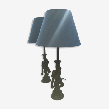 Colonial spirit bronze monkey bedside lamps