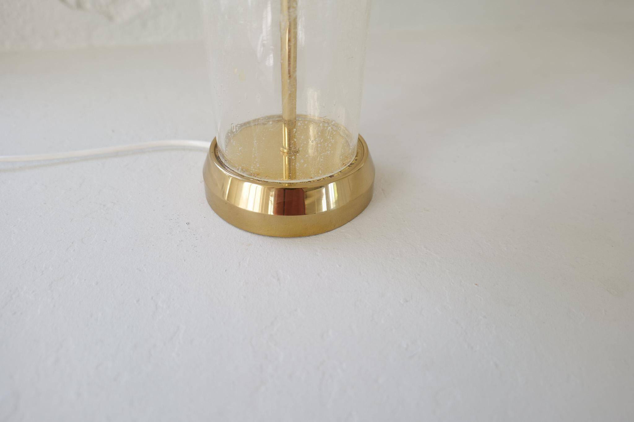 Mid-century glass and brass table lamp Bergbom B-019 Sweden 1960s