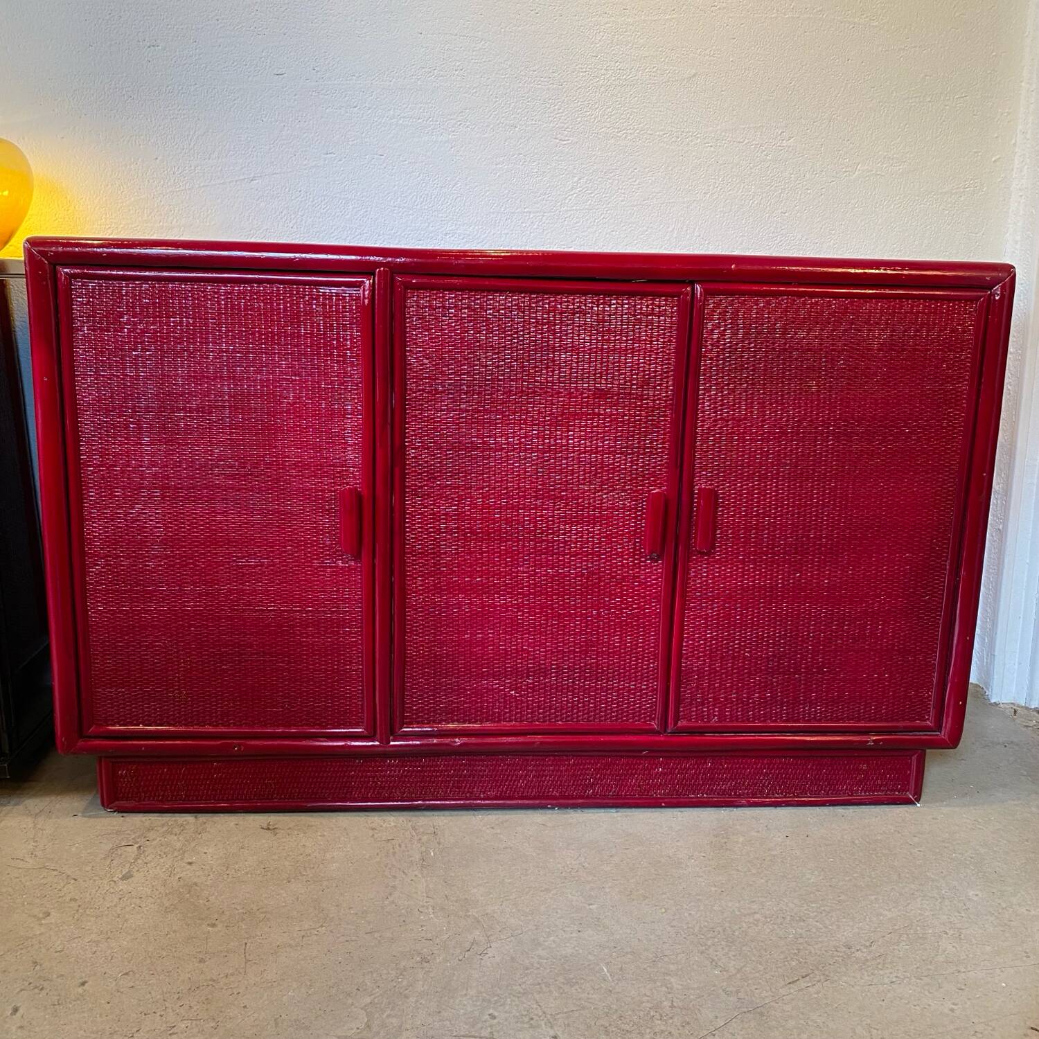 Buffet cannage et rotin laqué 70