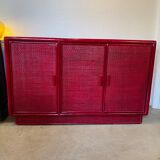 70s cane and lacquered rattan sideboard