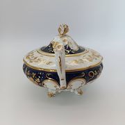 Antique porcelain sweet jar in gilded and cobalt blue, Napoleon III style.