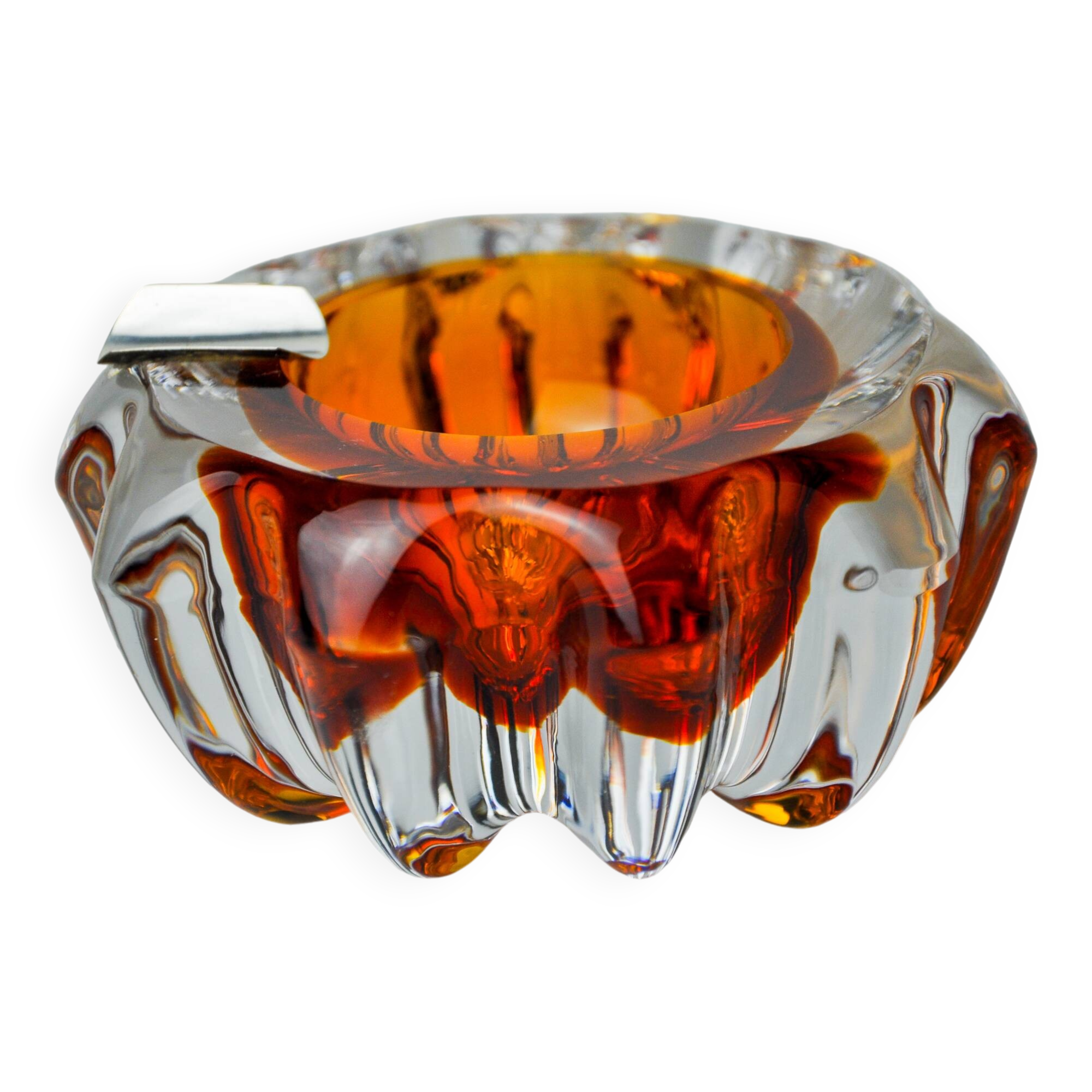 Orange Sommerso ashtray by Seguso, Murano glass, Italy, 1970