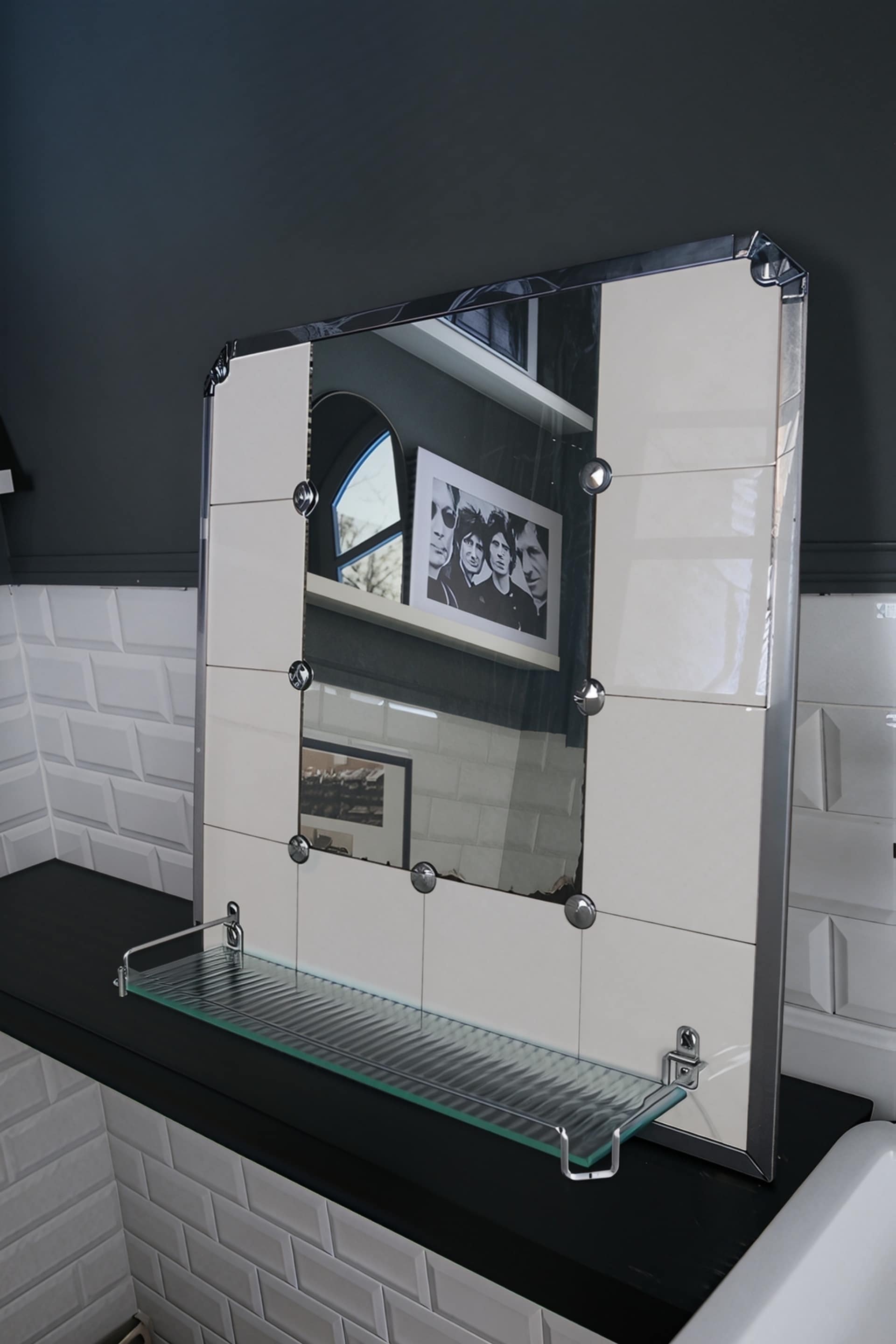 Ceramic bathroom mirror, France, 1940s-50s