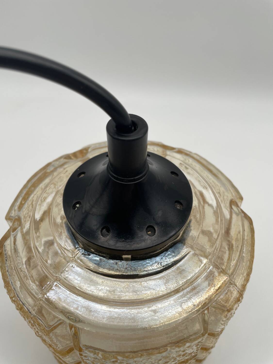 Suspension / portable lamp in smoked glass, 1970s
