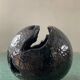 Large brutalist spherical vase in iridescent glazed terracotta