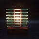 Desny Demeter glass and wood lamp, modernist art deco reissue