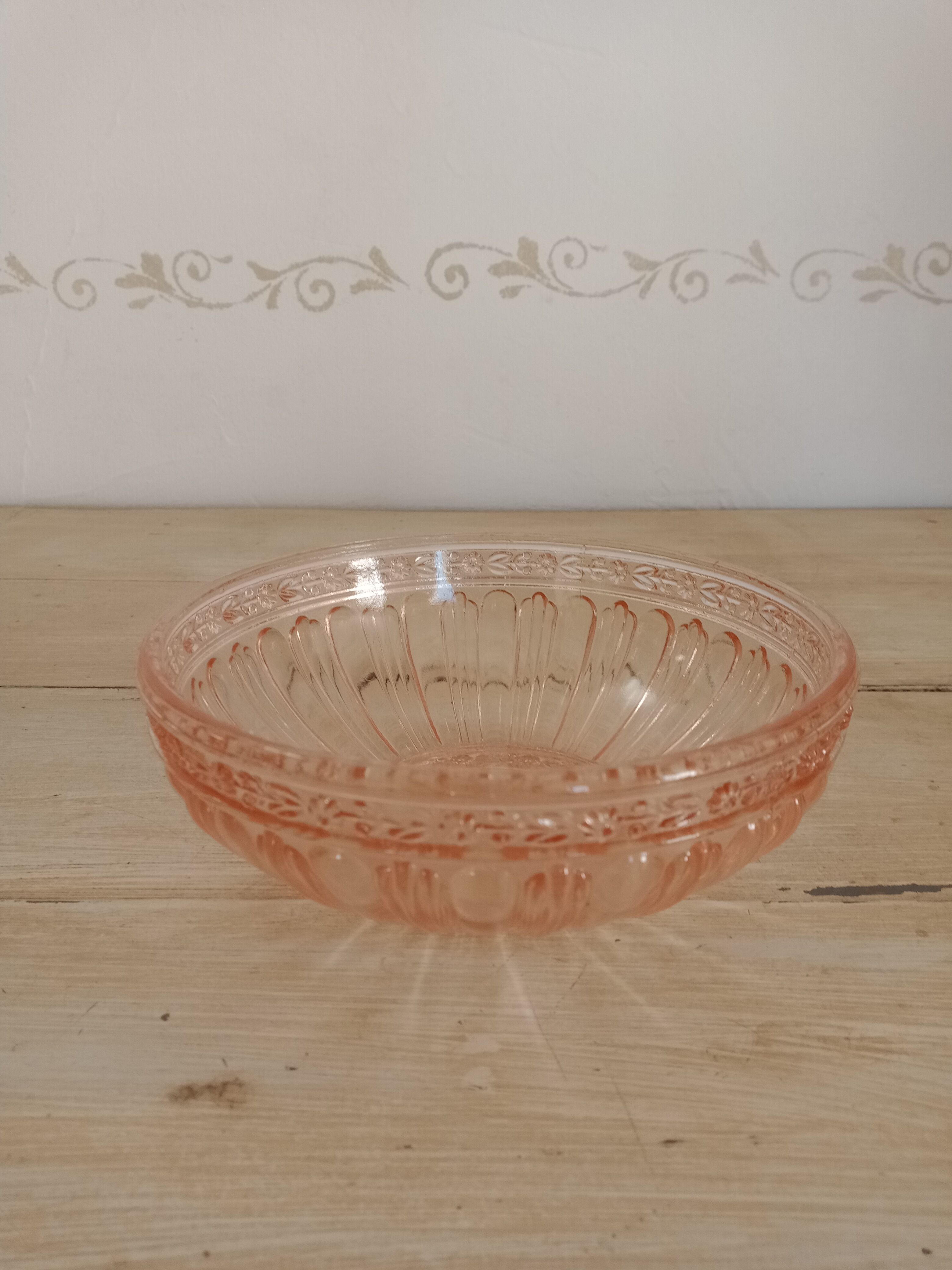 Pink glass bowl
