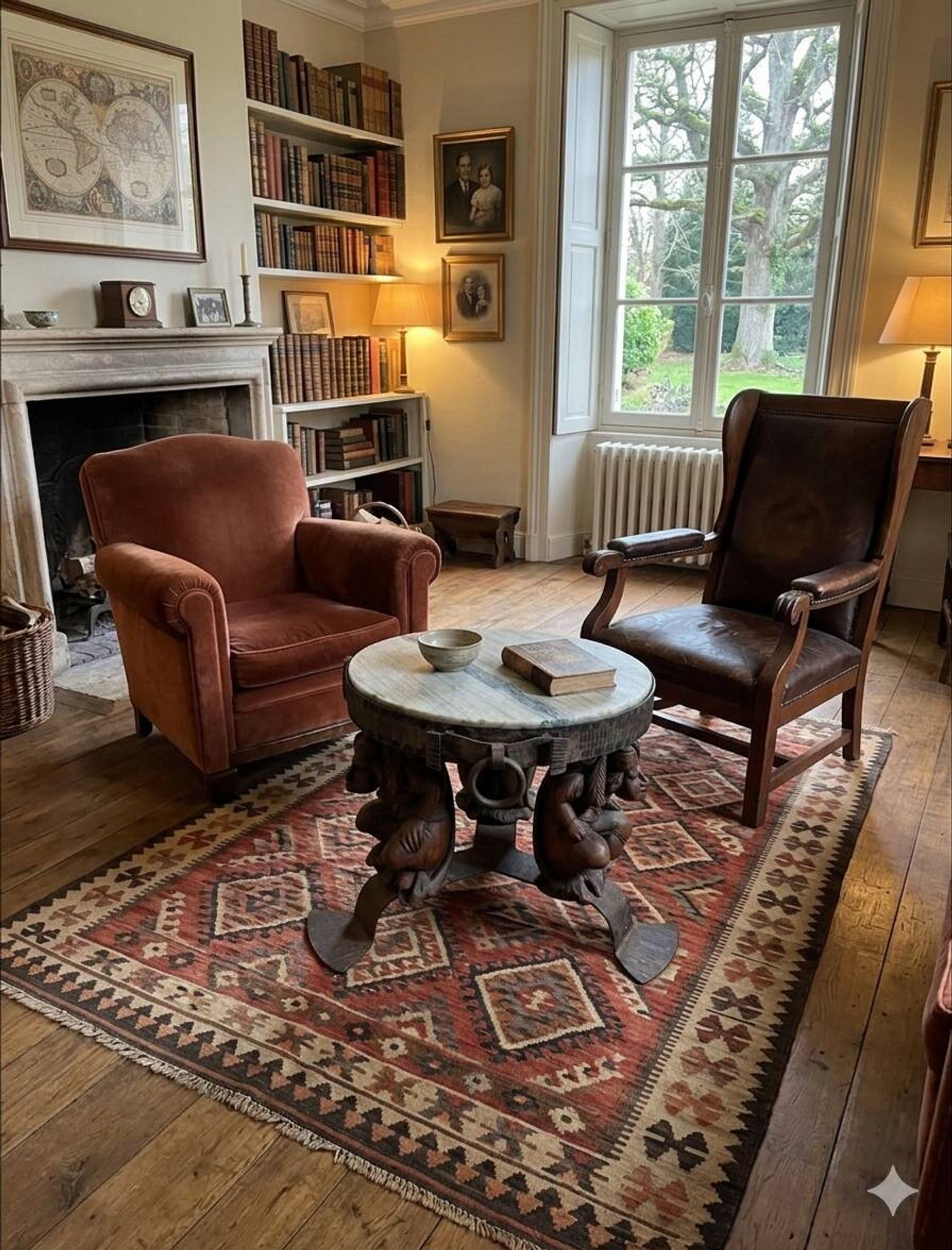 Wrought iron and marble coffee table, Jean Maurice Rothschild, circa 1950.
