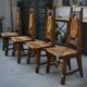 8 rustic oak chairs combining modern lines and Breton craftsmanship by a student of Joseph Savina 1950s