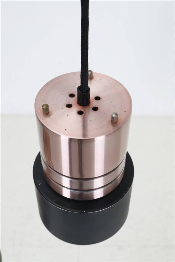 Set of 2 space age pendant lamps / Mid-century Danish modern design / Aluminum / Copper / 1960s / 1970s