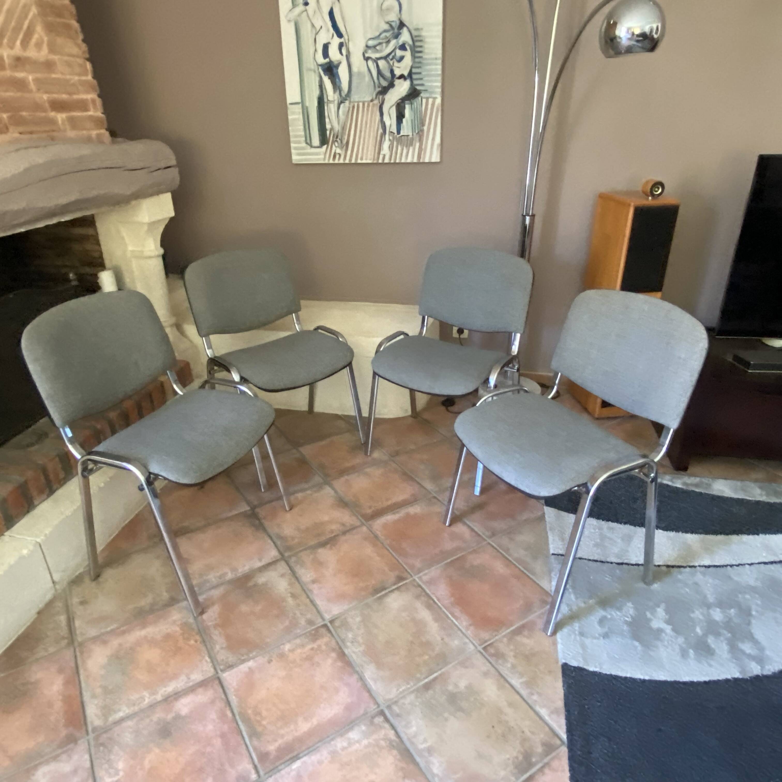 Roche Bobois table and its 6 chairs. 1970. 180x90.