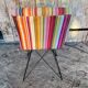Chair Design Black Metal Base + Multicoloured Fabric Cushion Seat