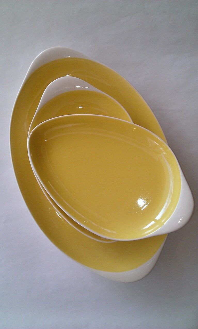 Série de 3 plats ovals jaune Villeroy & Boch