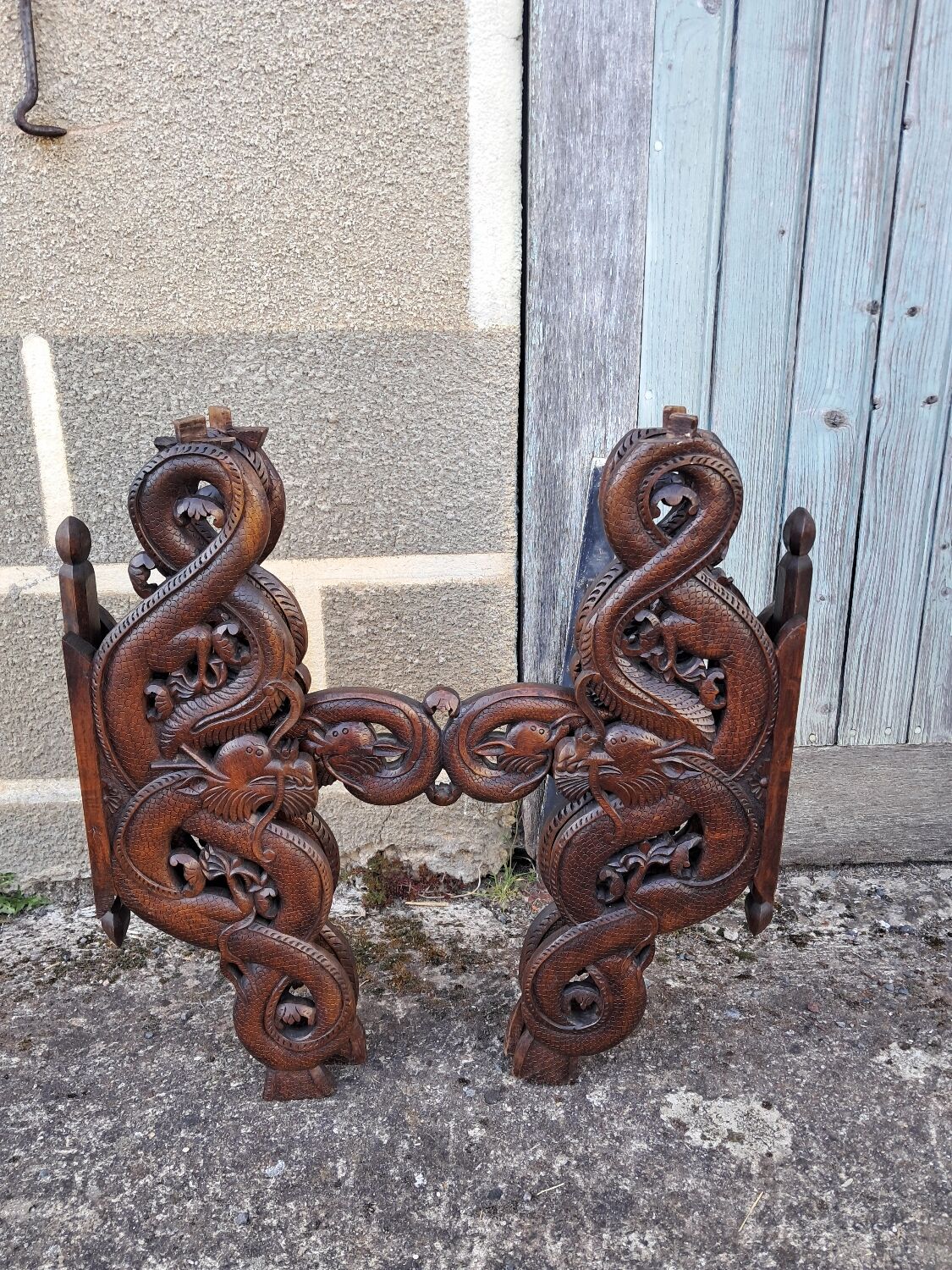 Asian table, mid-height, made of exotic wood.