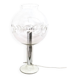 Steel Table Lamp with a Spheric Transparent Murano Glass Lampshade, Italy