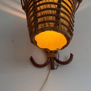 Unique wall lamp in bamboo and fabric, Lantern Design/One, Italy, 1960s