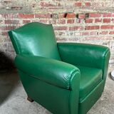 Armchairs (the pair) vintage 1950 in dark green skaï