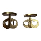 Vintage brutalist metal candle holders, 1970s, set of 2