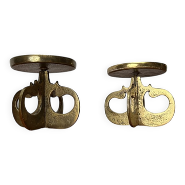 Vintage brutalist metal candle holders, 1970s, set of 2