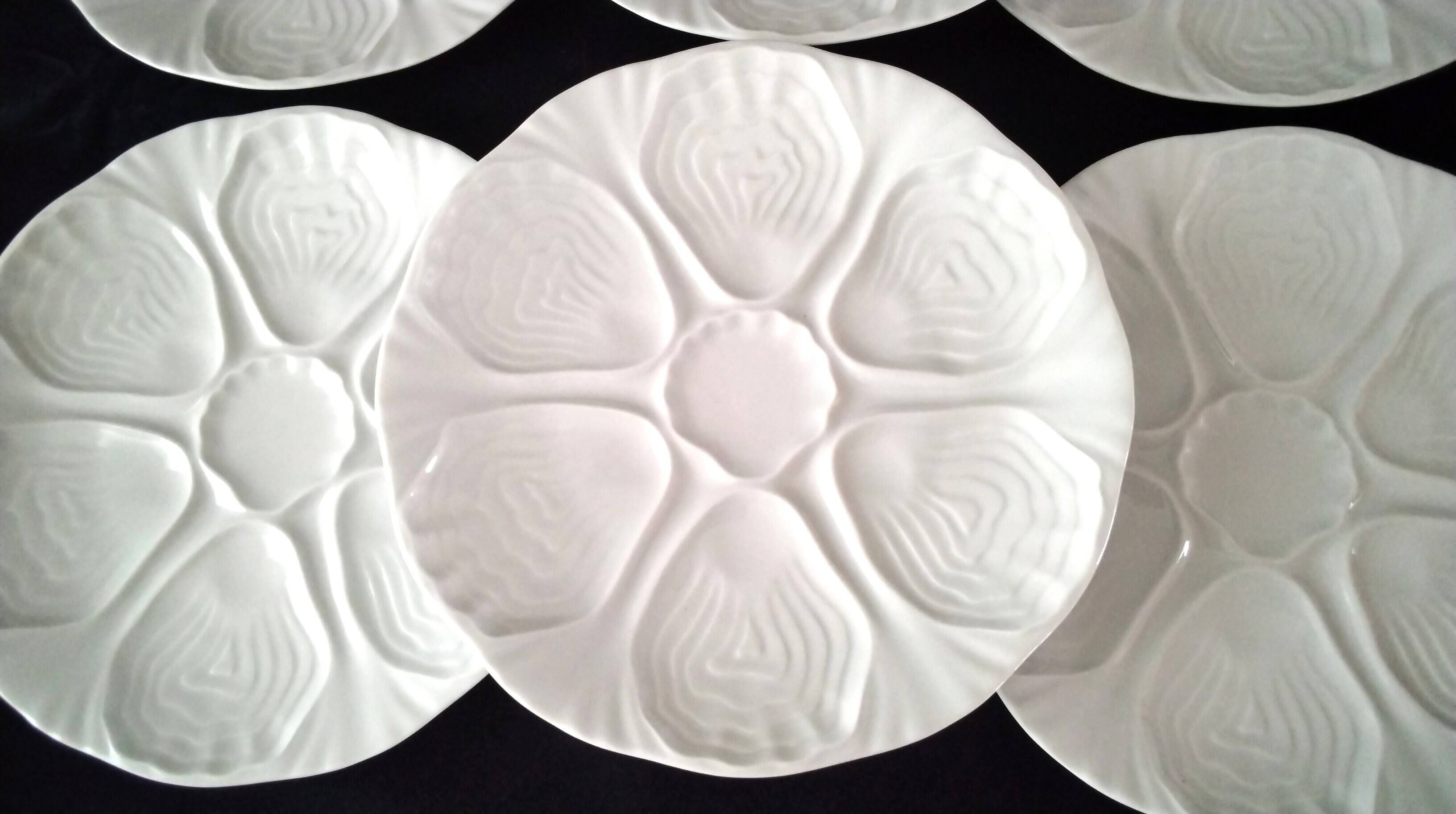 6 oyster plates in Limoges porcelain