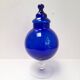Large blue glass sweet jar on a pedestal from the 80s.