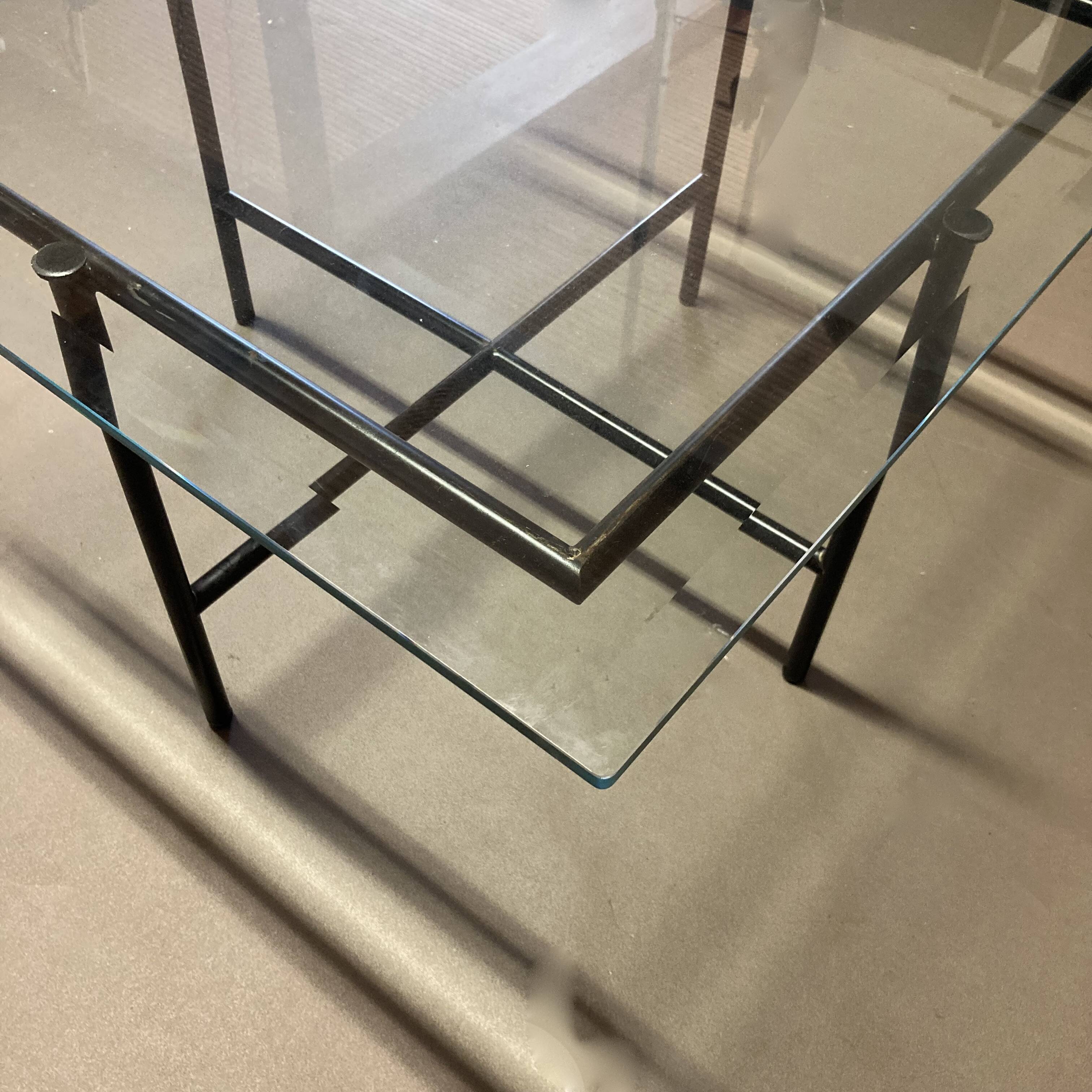 Glass and metal coffee table design 1950.