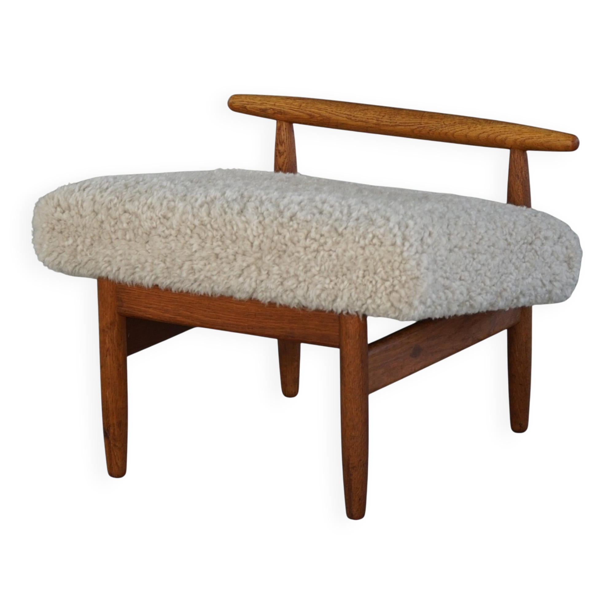 Eivind A. Johansen, pouf in oak with lightweight lambswool upholstery for FDB Møbler.