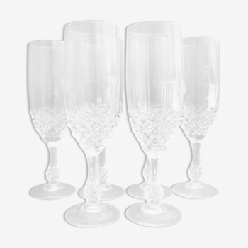 Set of 6 cut crystal champagne flutes