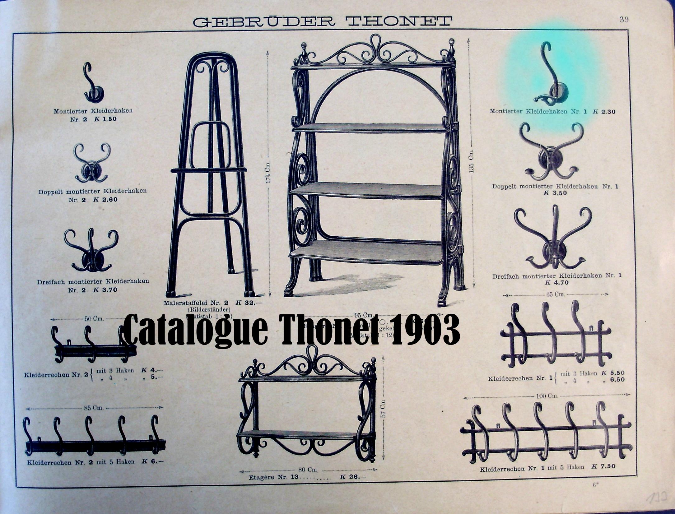 Single wall patére N°1 of Thonet Ca 1900, hat holder