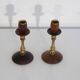 Pair of Danish candle holders in brass and rosewood 1960