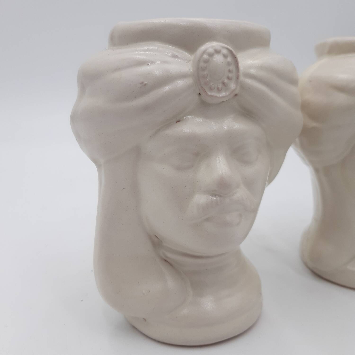 Pair of Caltagirone head vases, Italy