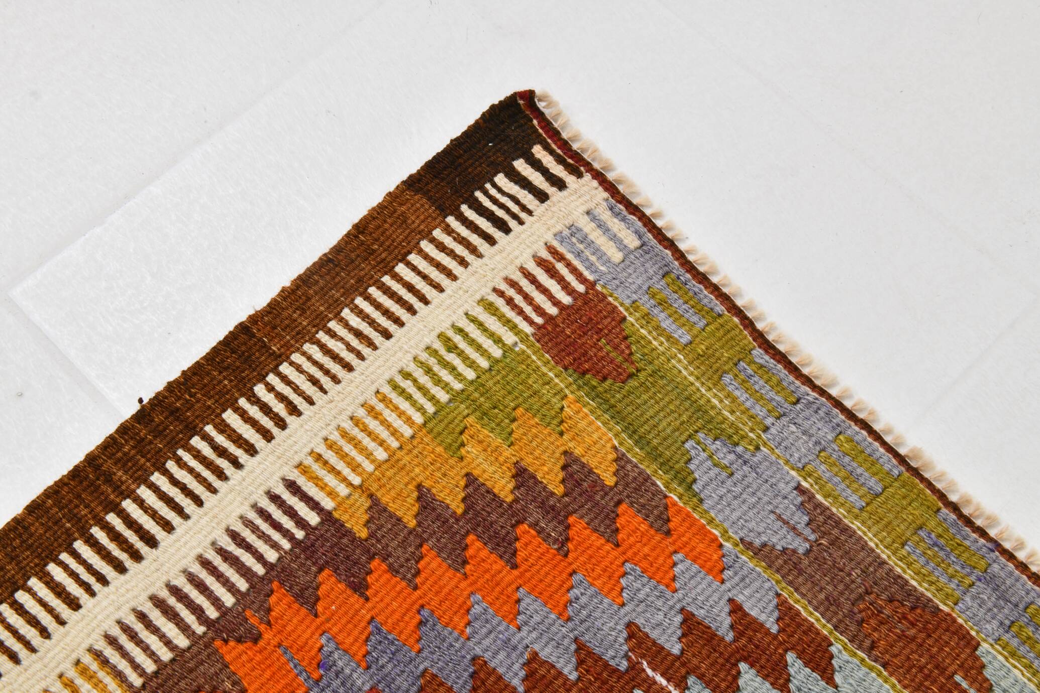 6x9 Orange Green Tribal Vintage Kilim Rug, 177x290Cm