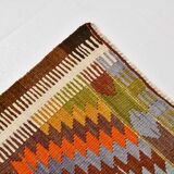 6x9 Orange Green Tribal Vintage Kilim Rug, 177x290Cm