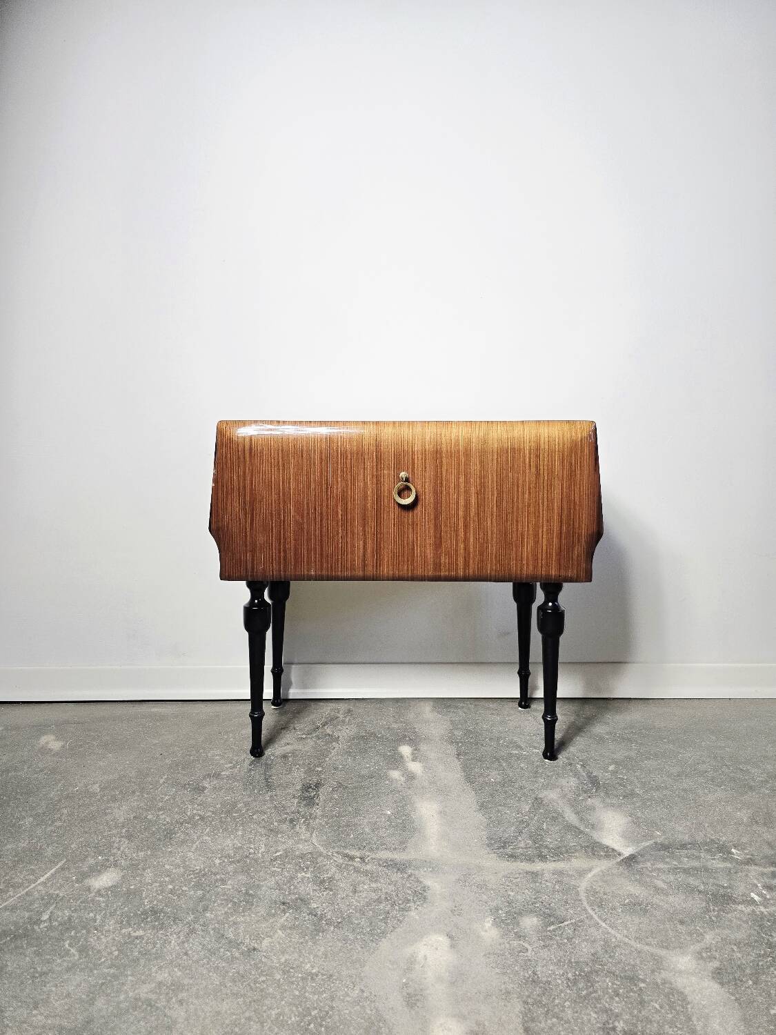 80s Italian Nightstand with Glass top