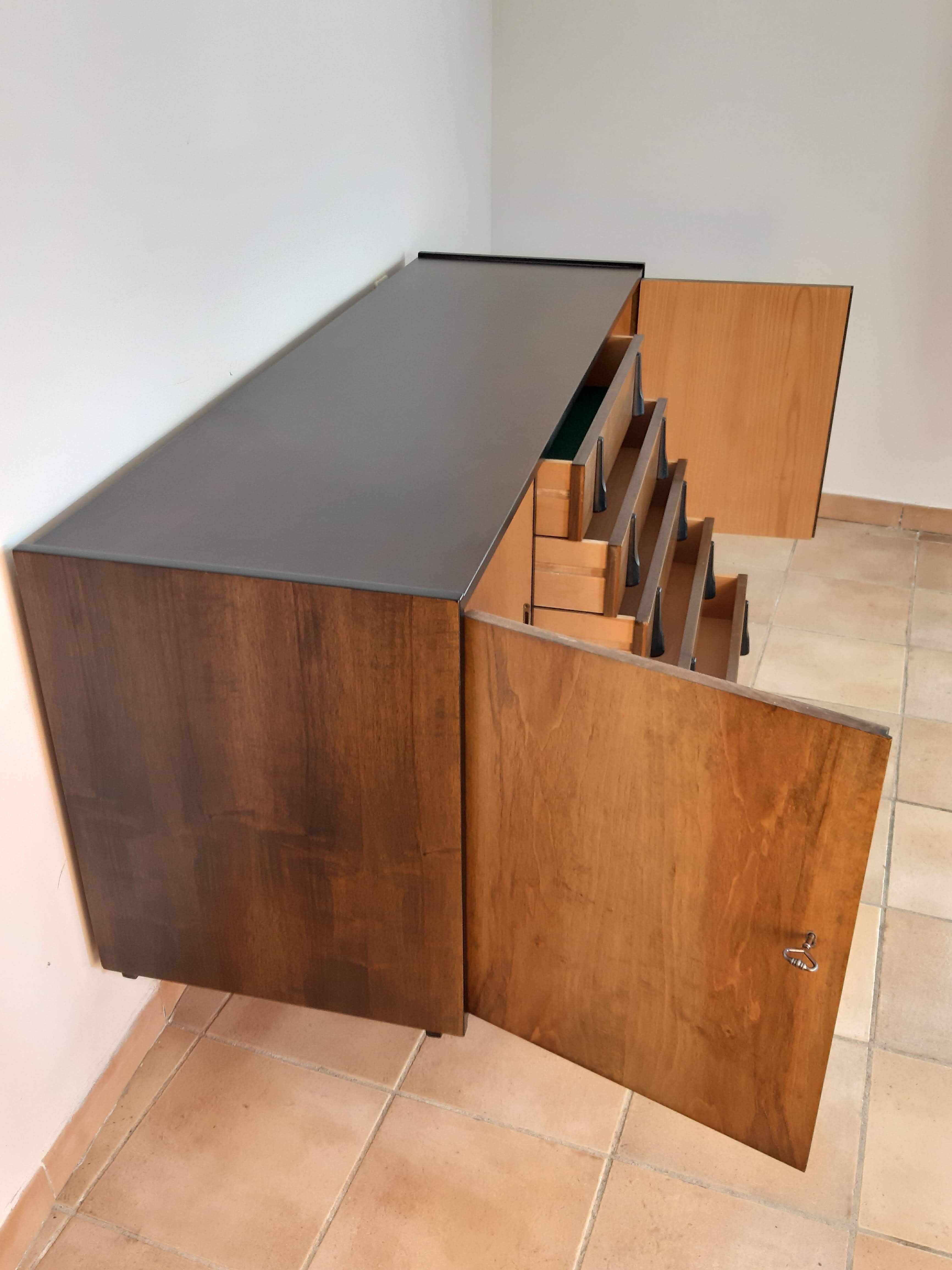 Walnut row renovated by Rajmund Teofil Halas Vintage Polish 1968