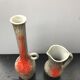 Pair Of Old Vase Ceramics Orange Orange 70s Vintage