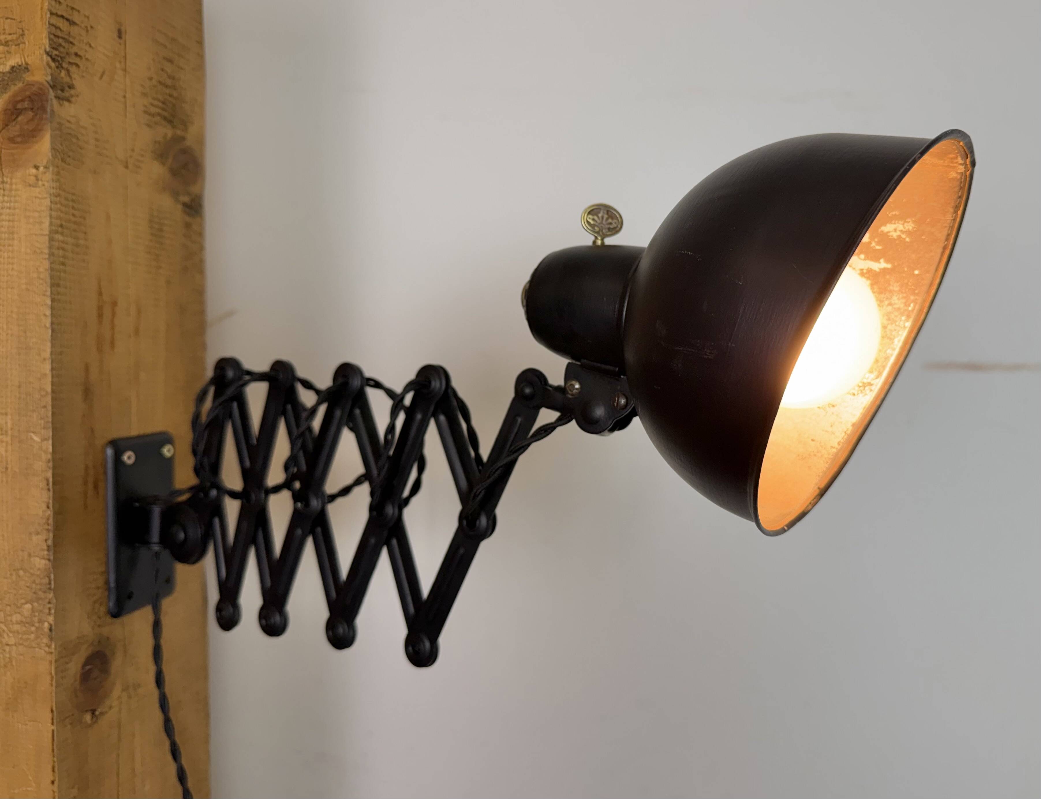 Black Industrial Bauhaus Scissor Wall Lamp from Kaiser Idell, 1930s